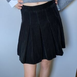 Pleated Velvet Black Skirt Preppy Dark Academia
